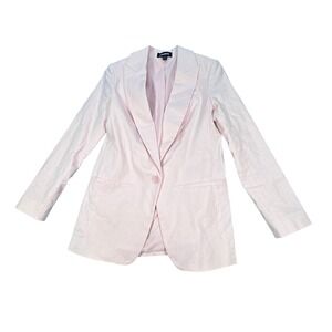 Express Pink Editor Blazer Women XS Linen Blend Single Button Long Sleeve